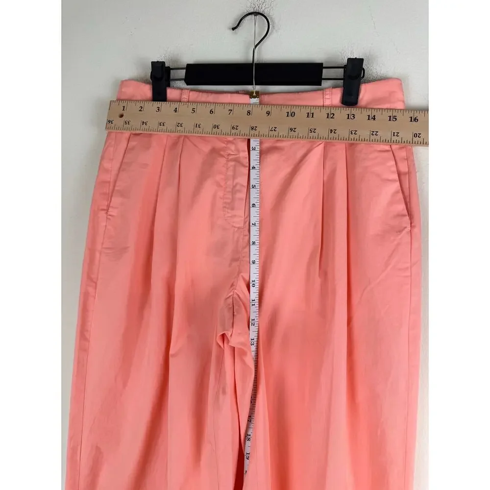 NWT J.Crew Essential Wide Leg Poplin Pants Peony Coral Size 6